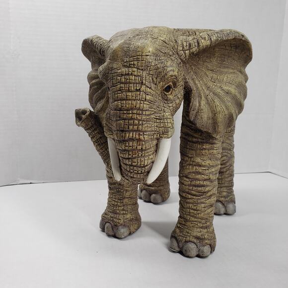 Vintage African Resin Elephant 11" Gray Plant Stand Table Statue Garden Bohemian - Picture 2 of 16